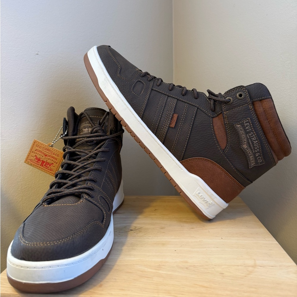 Levi’s Men’s High-Top Sneakers / Boots – Brown & Dark Gray – Size 13